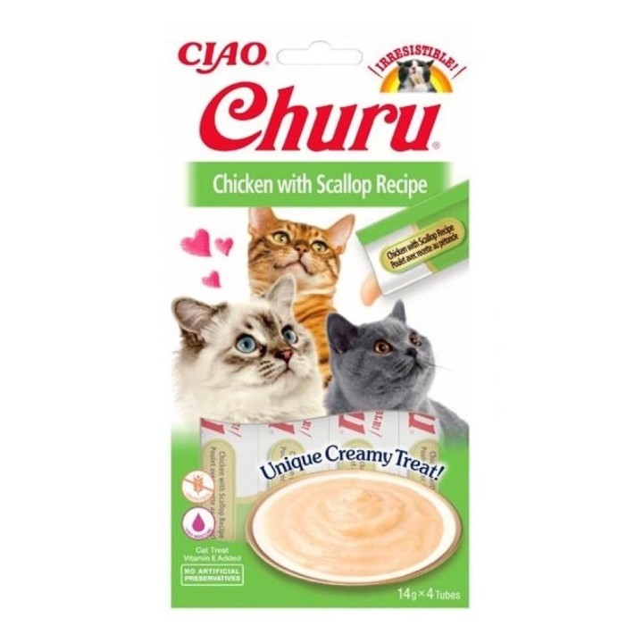 Churu Cat Chicken with Scallop  Recipr 4x14g AKCE